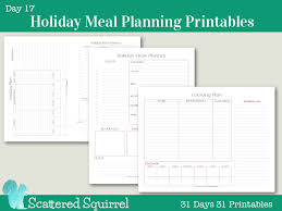 Day 17 Holiday Meal Planner Printables