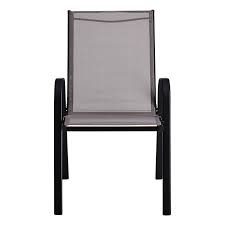 Stackable Grey Sling Patio Chair