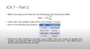 Solved Ica 7 Part 1 Bmi 18 5 Bmi