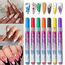 abstract lines nail art drawing pen