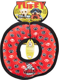 tuffy ultimate ring dog toy red paws