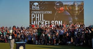 Phil mickelson of the united states celebrates with the wanamaker trophy after winning during the final round of the 2021 pga championship held at the ocean course of kiawah island golf resort on. Bq5tfm7 Wi5yam