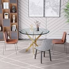 39 In Round Gold Big Dining Table Mdf