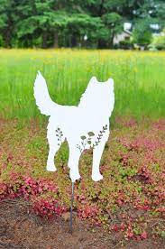 Fl Dog Standing With Metal Garden