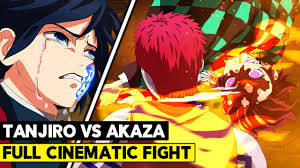 tanjiro slays akaza full fight demon