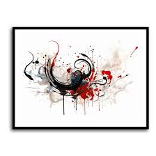 Red And Black Calligraphy Wall Art