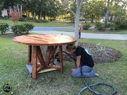 Round Trestle Dining Table Free Diy