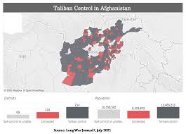 In looking at the map shown in figure 1, the immediate visual suggests that the taliban has nearly conquered the country. The Taliban On The Offensive In Afghanistan Ahead Of The Us Withdrawal