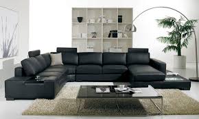 T35 Modern Black Leather Sectional