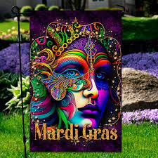Mardi Gras Mask Garden Flag Zazzle
