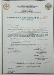 Company is carried out to the dept. Fire Safety Inspection Certificate Sample Hse Images Videos Gallery
