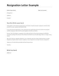 Example Resignation Letter Professional Free Printable Www