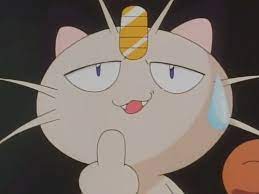 Meowth middle finger