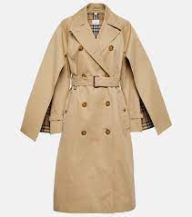 Belted Cotton Trench Coat In Beige