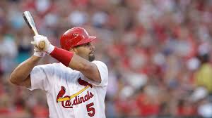 Albert pujols has played his entire career with the cardinals, and has played in three world series with them: Greatest St Louis Cardinals No 3 Albert Pujols Belleville News Democrat