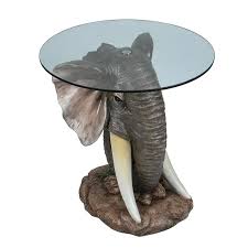 Luxenhome Resin Elephant Glass Top