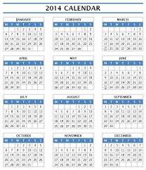 2014 Year Calendar