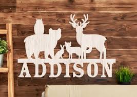 woodland animals decor sign custom
