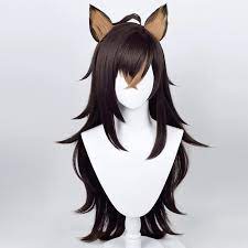 Amazon.com: Genshin Impact Cosplay Wig for Dehya Sumeru Anime Wigs With 2  Ears Long Wavy Brown Hair Synthetic Fabric with Free Wig Cap for Comic Con,  Cosplay Show, Halloween : Clothing, Shoes