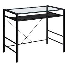 Osp Home Furnishings Zephyr Computer Desk With Clear Tempered Glass Top And Black Frame