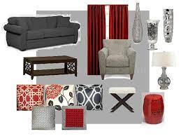 living room red grey and red living