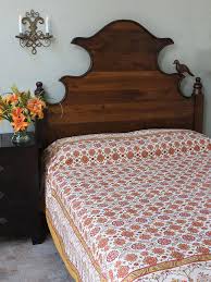 Orange Fl Bedspread Mediterranean