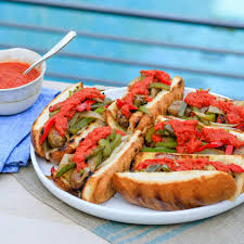 grilled sausage and peppers sandwiches