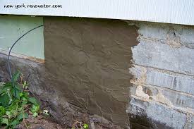 parge coating a foundation wall