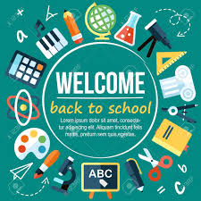 Colorful Vector Welcome Back To School Poster Template Flat