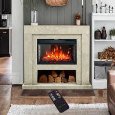 Marble Wood Mantel Electric Fire Stove