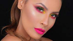 neon festival makeup look desi