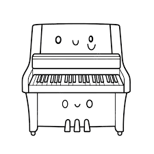 piano with two smiling faces drawn