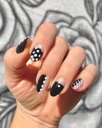 how to black and white polka dot mani