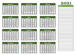 printable 2021 yearly calendar template