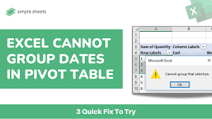 excel cannot group dates in pivot table