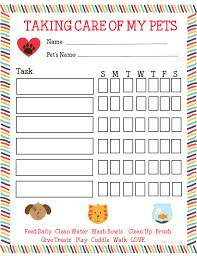Free Printable Pet Responsibility Chart For Kids Charts