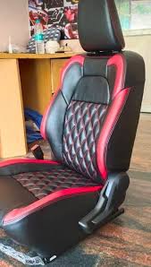 Black And Red Leather Car Seat Cover In