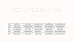 weekly teaching plan excel excel