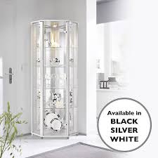 Home Glass Display Cabinet Corner White