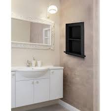 Wood Bathroom Recessed Wall Shelf