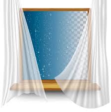 open window with curtains on a