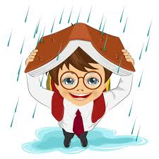 cute student with rainy day vector free