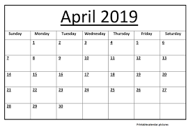 April 2019 Calendar Template Notes Planner Printable Calendar