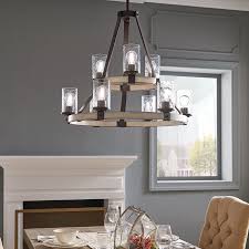 Kichler Barrington 9 Light Anvil Iron And Distressed Antique Grey Rustic Chandelier In The Chandeliers Department At Lowes Com