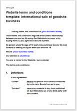 Website T C Template International Sale Of Goods To Businesses