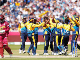 Sri lanka team members celebrate their victory over west indies' by six runs.(ap). Sri Lanka Vs West Indies Highlights World Cup 2019 Sri Lanka Beat West Indies By 23 Runs Cricket News Times Of India