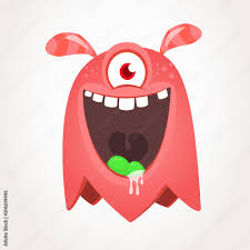 cute cartoon monster with horns and one
