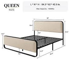 Allewie Queen Size Metal Bed Frame With