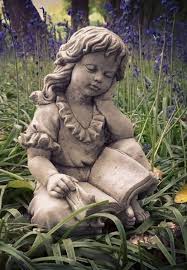 Garden Sitting Girl Statue Grey