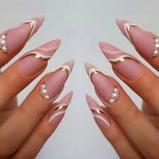 um length french tip fake nails